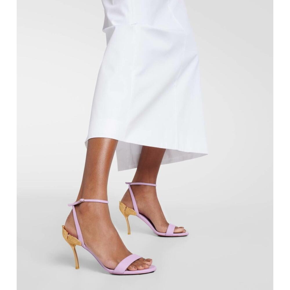 Christian Louboutin Ginko Girl 85 Lavender Ankle Strap Sandal Gold Heels EU 37 - Picture 2 of 16